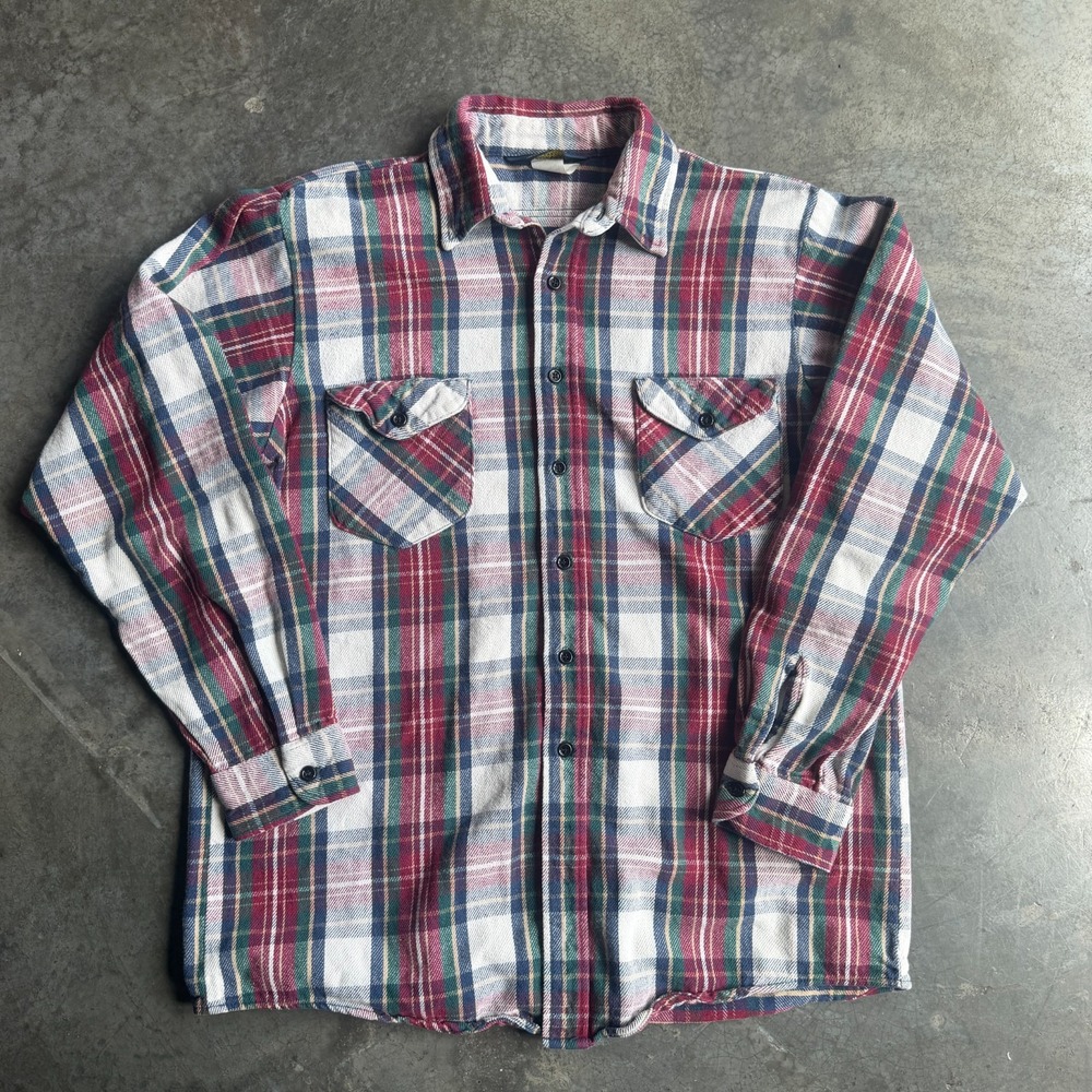 Vintage 80s 90s OshKosh Bgosh Heavyweight Flannel Button Up Work Shirt Plaid L